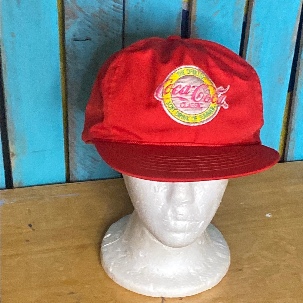 Vintage 80s Coca-Cola Classic Red embroidered Cap adjustable snapback